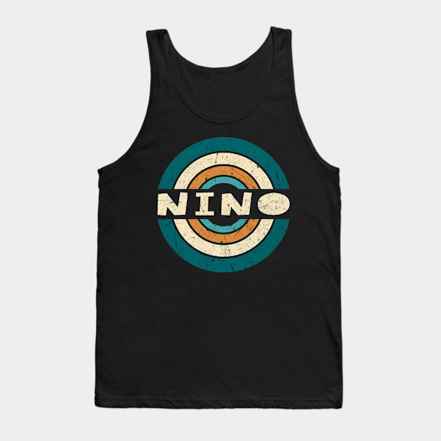 Retro Style Nino Name Birthday 70s 80s 90s Circle Tank Top by Amir Dorsman Tribal